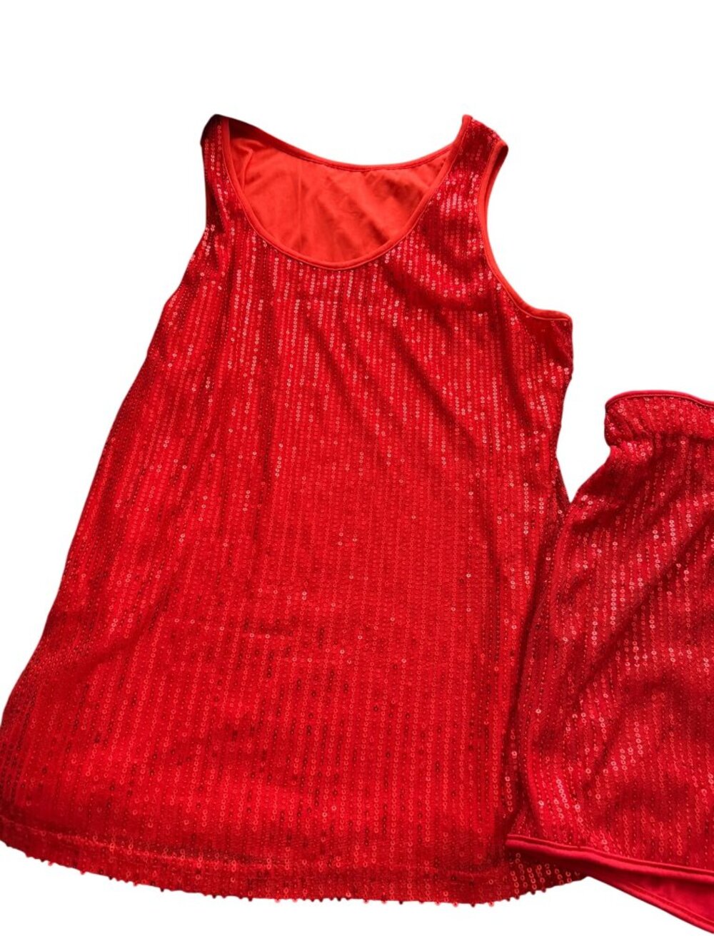 Red Sequined Tank Top & Shorts Set  Size L - Picture 2 of 5